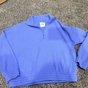 aerie Waffle-Knit Quarter-Zip Pullover in Periwinkle